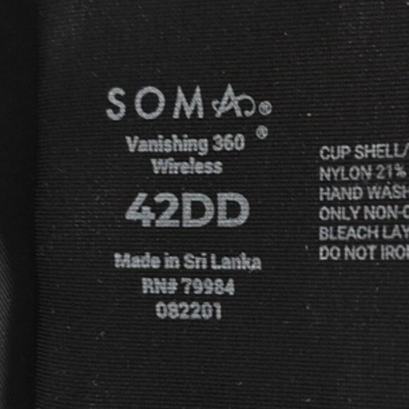 Soma 42 DD Bra Black Vanishing 360 Wireless - Picture 3 of 3